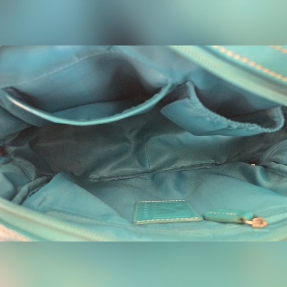 Vintage Soprano Ladies Leather Purse Handbag Satchel Teal Green - Picture 7 of 13